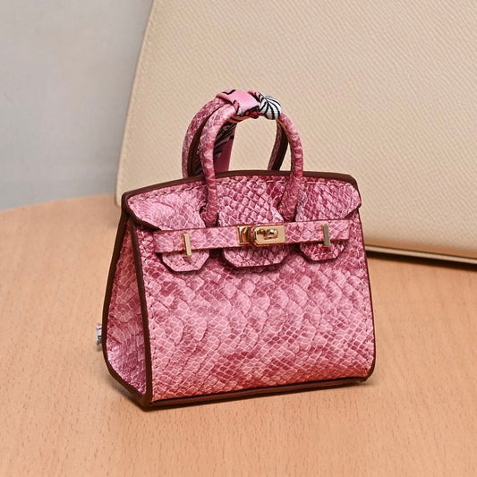 Croco Bag Charm Mini Birkin Rose