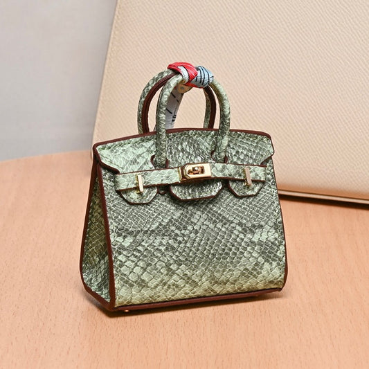 Croco Bag Charm Mini Birkin Aqua