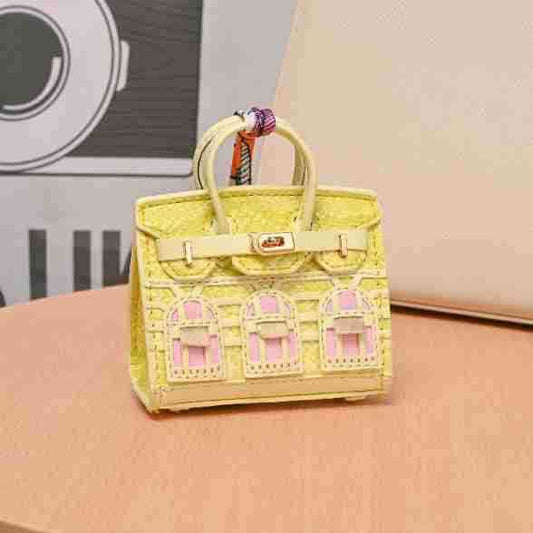 Leather Bag Charm Mini Birkin Yellow