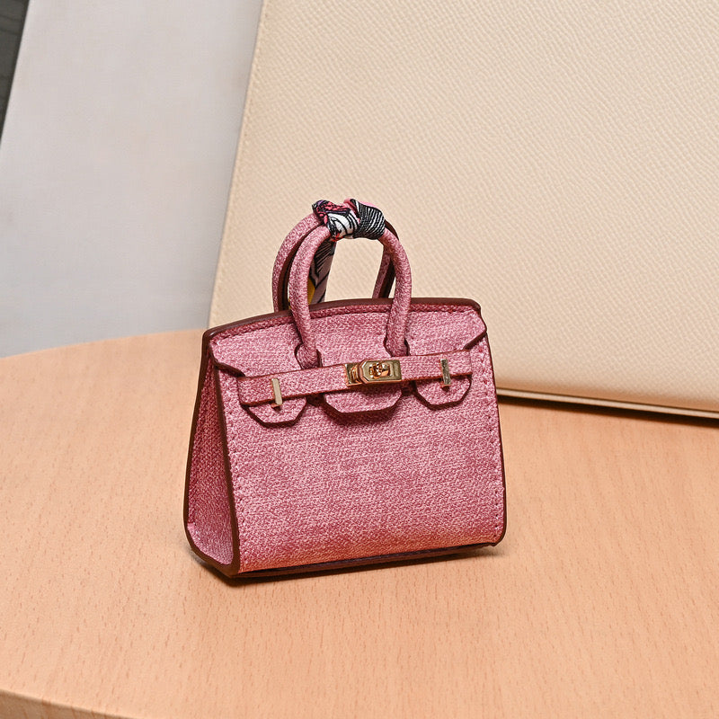 Denim Bag Charm Mini Birkin Pink