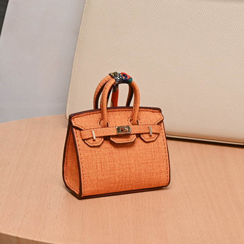 Denim Bag Charm Mini Birkin Orange