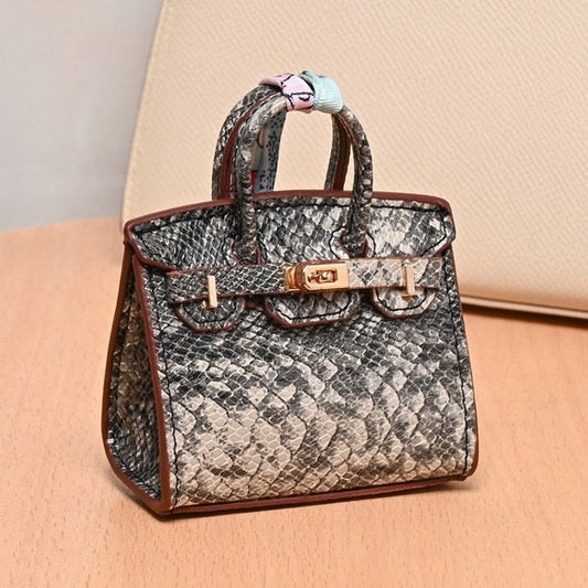 Croco Bag Charm Mini Birkin Black