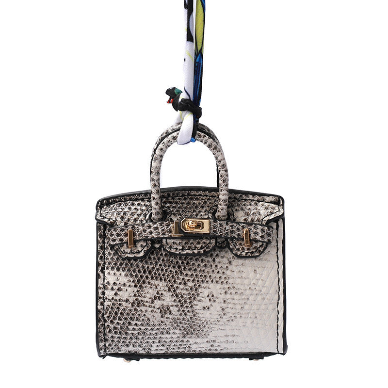 Delicate Bag Charm Mini Birkin Snake Silver