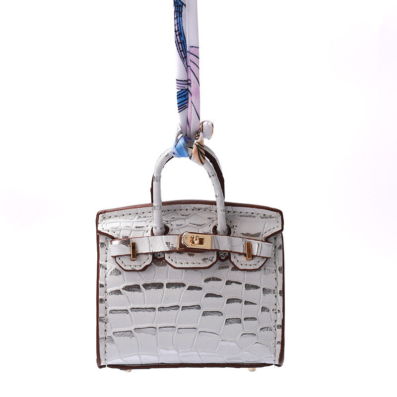 Delicate Bag Charm Mini Birkin Croco White