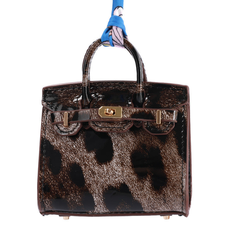 Delicate Bag Charm Mini Birkin Leopard Black