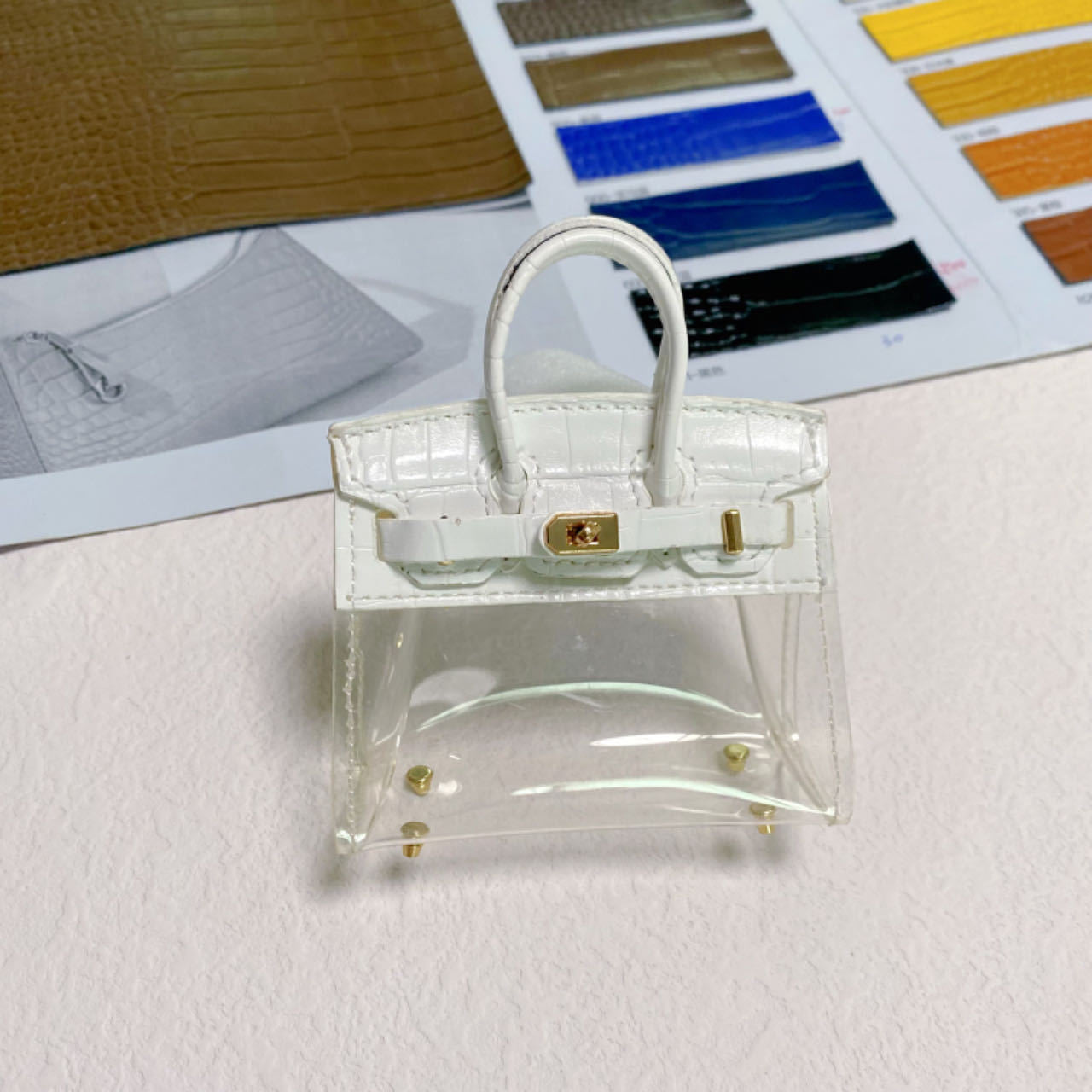 Clear Bag Charm Mini Birkin White