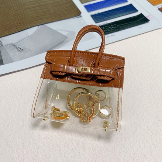 Clear Bag Charm Mini Birkin Brown