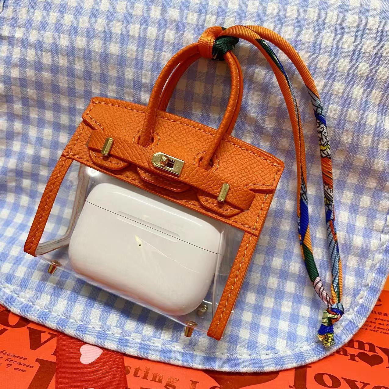 Clear Bag Charm Mini Birkin Orange